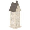 Floristik24 Maison décorative en métal avec fenêtres et cheminée 28 cm beige et gris