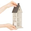 Maison décorative en métal avec fenêtres et cheminée 28 cm beige et gris | Floristik24.fr