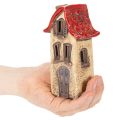 Maison décorative en céramique avec toit rouge, maison lumineuse, 15 cm, lot de 2 | Floristik24.fr