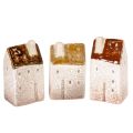 Floristik24 Ensemble de 3 maisons miniatures décoratives en céramique, décoration de table, 9 cm, pièces