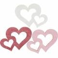 Coeurs en bois, cadeaux pour décorations de table, Saint Valentin, décorations de mariage, double coeur 72pcs