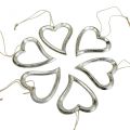 Floristik24 Décoration coeur à suspendre coeur métal argenté 7,5 × 8,5 cm 6 pièces
