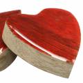 Floristik24 Cœurs en bois de manguier vernis naturel, rouge 4,3 cm × 4,6 cm 16 pcs