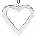 Floristik24 Coeur à accrocher, décoration métal, Noël, décoration mariage argent 11×11cm