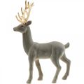 Floristik24 Figurine déco cerf décoratif renne floqué gris H37cm