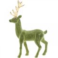 Floristik24 Figurine déco cerf décoratif renne floqué vert H37cm