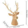 Tête de cerf décorative en plastique avec bois dorés 52 cm | Floristik24.fr