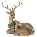 Figurine décorative famille de cerfs avec neige en plastique 17 cm | Floristik24.fr