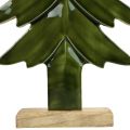 Sapin de Noël décoratif en bois effet brillant vert 23,5×5×60cm