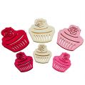 Floristik24 Décoration de table cupcakes en bois couleurs pastel décoration d&#39;anniversaire muffins 24pcs