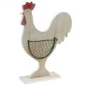 Floristik24 Coq en bois avec panier, décoration de Pâques, figurine en bois pour la plantation, décoration de printemps, poulet décoratif