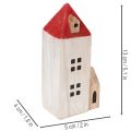 Set de maisons en bois décoratives rouges et blanches 13 cm, 6 pièces | Floristik24.fr