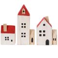 Set de maisons en bois décoratives rouges et blanches 13 cm, 6 pièces | Floristik24.fr