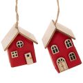 Floristik24 Set de 6 Maisons Suspendues Rouge en Bois Style Scandinave 7cm
