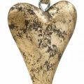 Floristik24 Coeur en bois effet or, Saint Valentin, décoration mariage 10×7cm