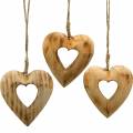 Floristik24 Pendentif coeur décoratif, coeur en bois, Saint Valentin, pendentif en bois, décoration de mariage 6pcs