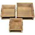 Set de trois caisses en bois avec tableau noir et insert – 30 cm, 25 cm, 21 cm | Floristik24.fr