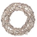 Floristik24 Couronne décorative en bois naturel et blanc Ø30 cm H9,5 cm