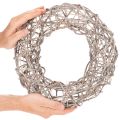 Couronne décorative en bois naturel et blanc Ø30 cm H9,5 cm | Floristik24.fr