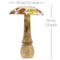 Champignon en bois déco feuilles d'automne blanc, décoration automnale colorée Ø13cm H19cm | Floristik24.fr
