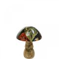 Floristik24 Feuilles de champignon en bois décoration d&#39;automne champignon bois de manguier noir, coloré Ø8cm H10.5cm