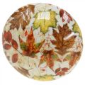 Champignon en bois déco feuilles d'automne blanc, décoration automnale colorée Ø13cm H19cm | Floristik24.fr