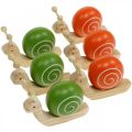 Floristik24 Escargots en bois pour la décoration, printemps, escargot de jardin vert-orange, décoration de table 6pcs