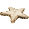 Floristik24 Plateau en bois pour l&#39;Avent, tranche d&#39;arbre en forme d&#39;étoile, Noël, décoration étoile bois naturel Ø29cm