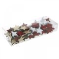 Floristik24 Eparpillement décoration étoiles en bois naturel, rouge, blanc 3cm mix 72 pièces