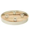 Floristik24 Chandelier rond en bois avec cadre métallique pour 4 bougies, 25 cm