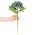 Fleur artificielle Hortensia bleu et vert sur tige décorative 53 cm | Floristik24.fr
