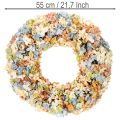 Couronne artificielle d'hortensias multicolore pour porte et mur 55 cm | Floristik24.fr