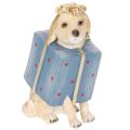 Floristik24 Dekofigur chien assis chiot en paquet-cadeau résine 20 cm