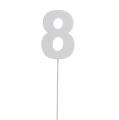 Floristik24 Chiffre anniversaire blanc „8 » sur tige L. 27 cm 10 p.