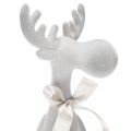 Figurine de Noël en forme de renne, 54 cm, plastique floqué, gris clair, siège de bord | Floristik24.fr