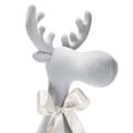 Figurine décorative renne floconnée avec nœud 80 cm gris clair | Floristik24.fr