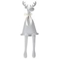 Figurine décorative renne floconnée avec nœud 80 cm gris clair | Floristik24.fr