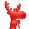Décoration élan 80 cm rouge flocage avec ruban pour intérieur | Floristik24.fr