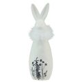 Floristik24 Lapin en céramique lapins blancs plumes décoratives fleurs Ø6cm H20.5cm