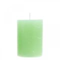 Floristik24 Bougies pilier colorées vert clair 70 × 100mm 4pcs