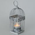 Floristik24 Décoration de bougie, cage à oiseaux avec verre photophore, lanterne en métal, décoration de mariage, lanterne 22cm