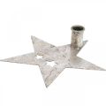 Floristik24 Étoile de décoration en métal, bougeoir conique pour Noël argenté, aspect antique 20cm × 19,5cm