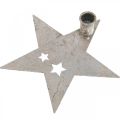 Floristik24 Étoile de décoration en métal, bougeoir conique pour Noël argenté, aspect antique 20cm × 19,5cm