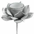 Floristik24 Bougeoir fleur à coller métal blanc Ø6×10cm