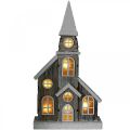 Floristik24 Maison lumineuse église en bois église de Noël église en bois H45cm