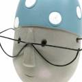 Floristik24 Tête de nageuse déco avec lunettes et bonnet de bain bleu blanc H15cm/16cm 2pcs