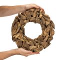 Couronne décorative en bois naturel, ronde, 35 cm | Floristik24.fr
