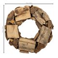 Couronne décorative en bois naturel, ronde, 35 cm | Floristik24.fr