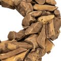 Couronne décorative en bois naturel, ronde, 35 cm | Floristik24.fr