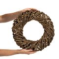 Couronne décorative en branches naturelles, couronne en rotin, ronde, grande, 45 cm. | Floristik24.fr